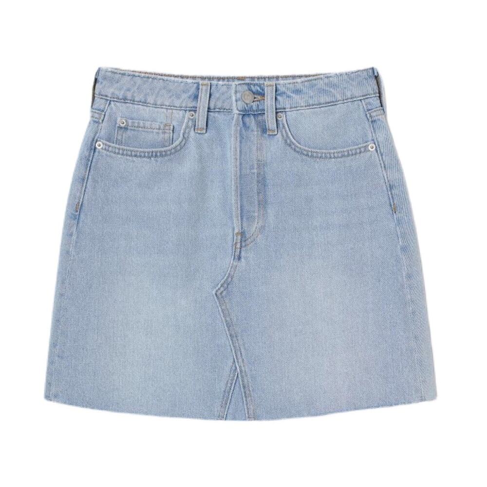 NWOT H&M Button fly, Raw-edge, Short Denim Skirt Sz 14